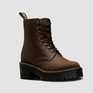 Dr. Martens SHRIVER High Platform Heel Leather Boots Dark Brown Size 6